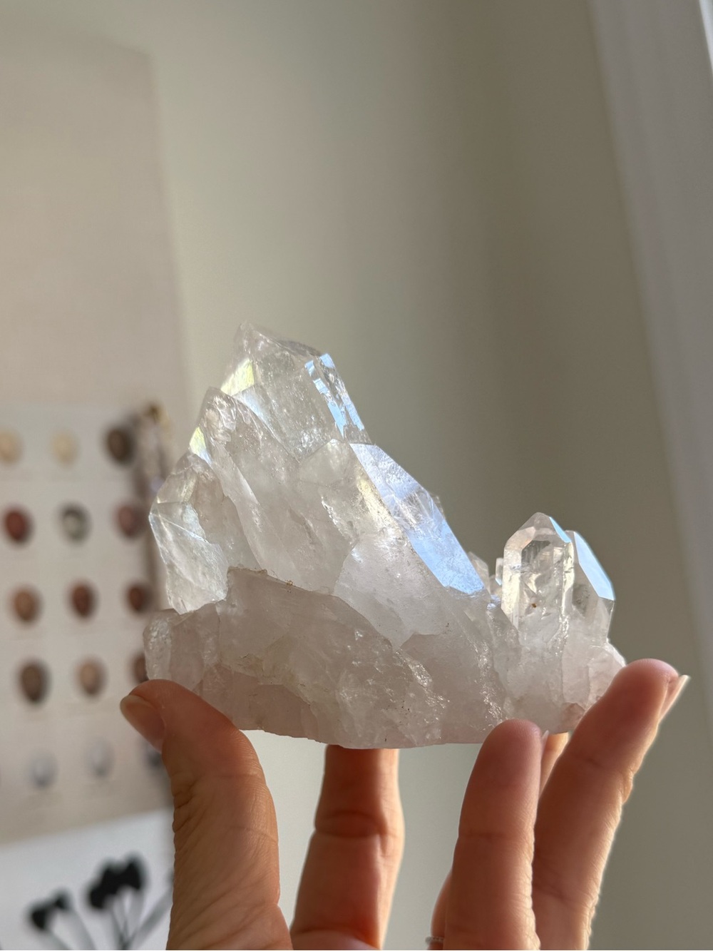 Natural clear quartz cluster specimen